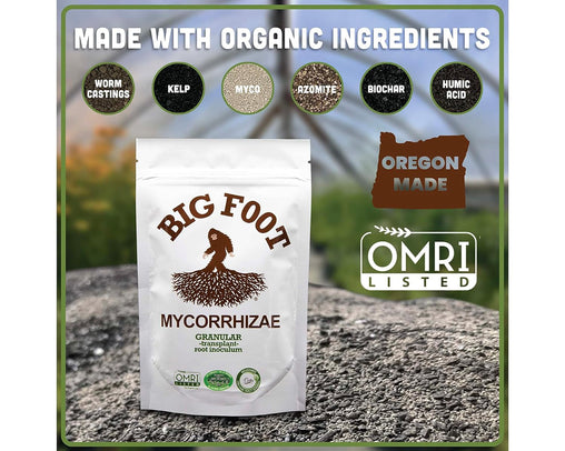 Big Foot Mycorrhizae Granular | Organic Root Enhancing Formula | Worm Castings, Humic Acid, Biochar, Trace Minerals, Kelp (10 lb)