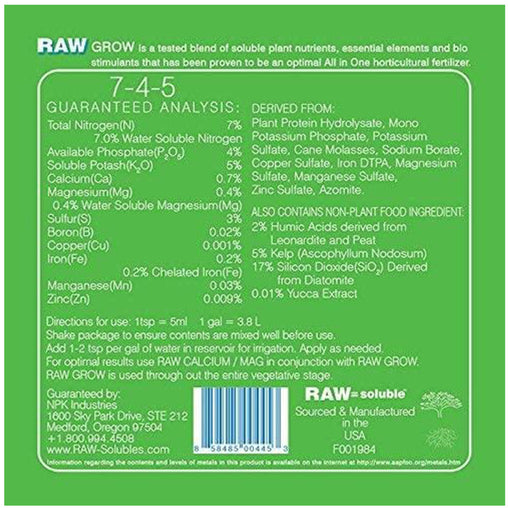 NPK RAW GROW 2oz - HydroWorlds