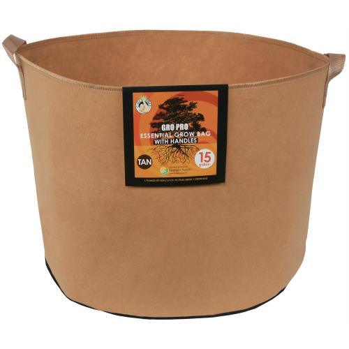 Gro Pro Essential Round Fabric Pots with Handles - Tan - HydroWorlds
