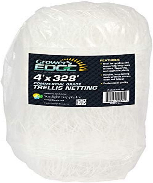 Grower's Edge Commercial Grade Trellis Netting - Guides and Supports Climbing Plants, Long-Lasting Mesh, 4' x 328' - HydroWorlds