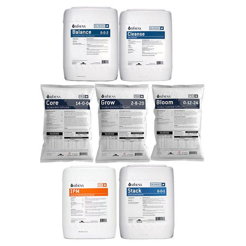 Athena Proline Nutrients Pro Grow Pro Core Pro Bloom 25lb EACH, Cleanse Balance IPM Stack 1 Gallon EACH - HydroWorlds